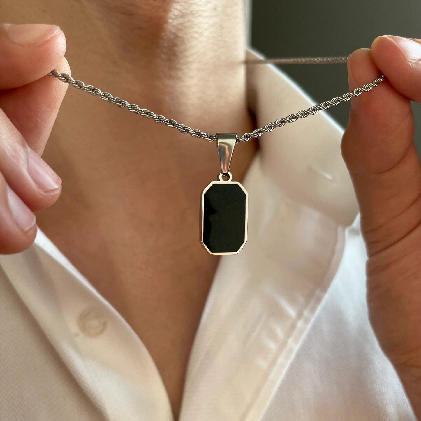 Square Gemstone Pendant
