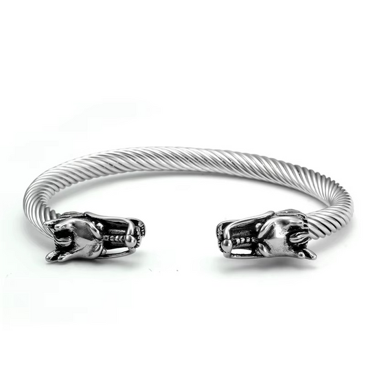 Alpha Dragon Silver Steel Bracelet
