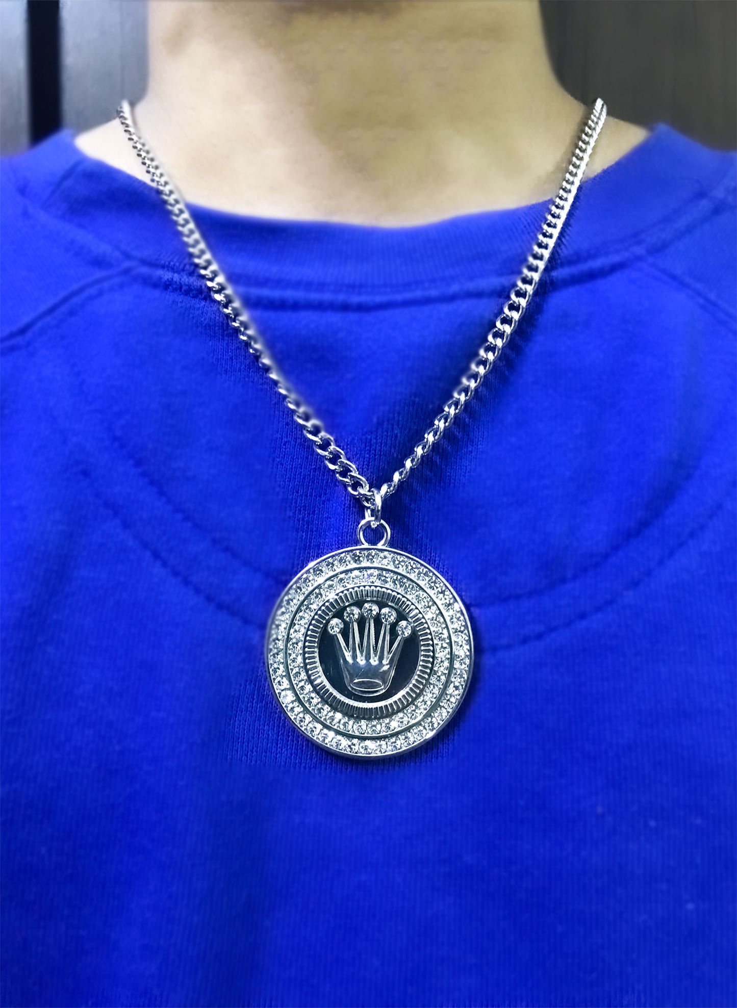 RLX Crown Rhinestone Pendant
