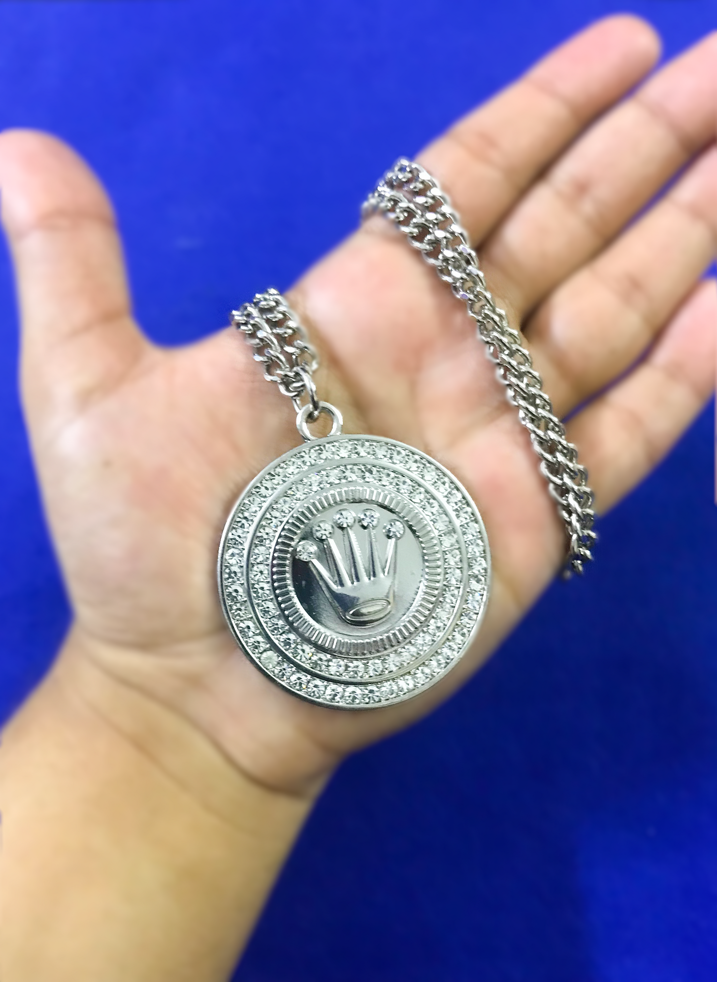 RLX Crown Rhinestone Pendant