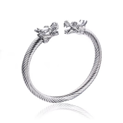 Alpha Dragon Silver Steel Bracelet