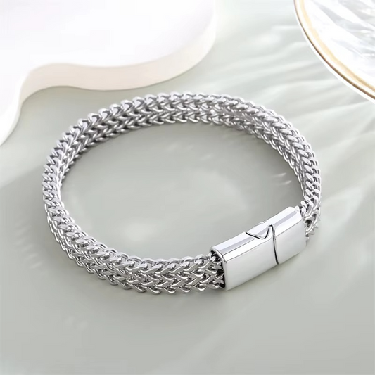 8mm Silver Foxtail Chain Bracelet
