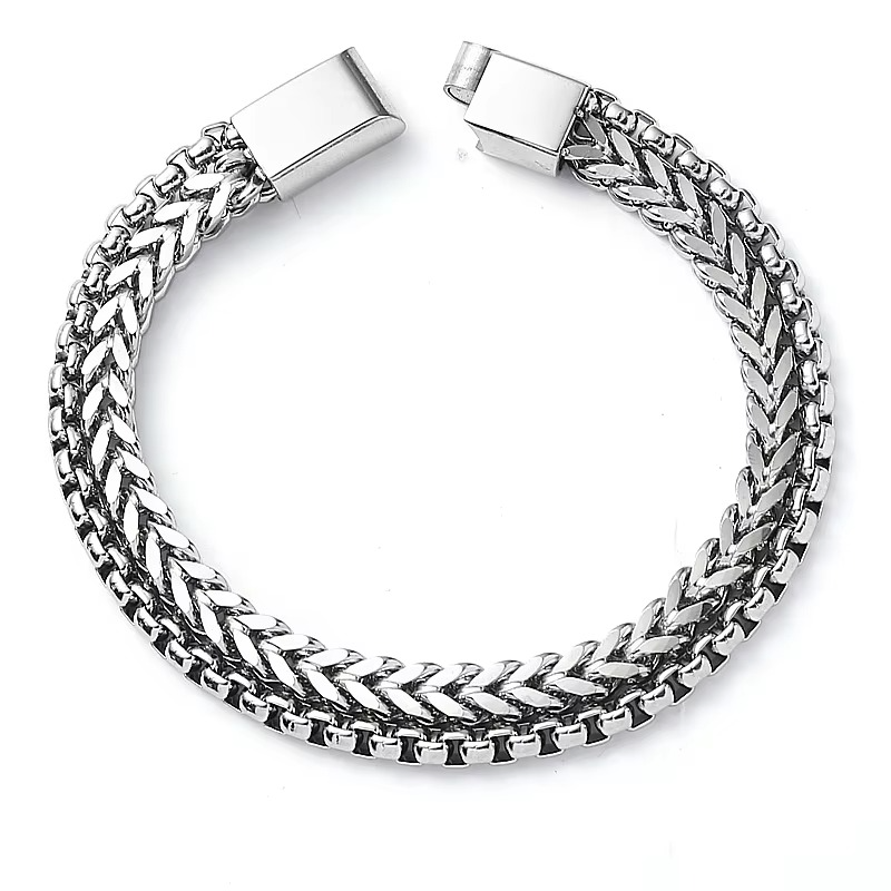 8mm Silver Foxtail Chain Bracelet