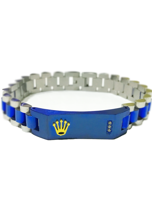 Blue Silver RLX Crown Jubilee Bracelet