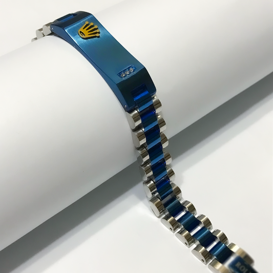 Blue Silver RLX Crown Jubilee Bracelet