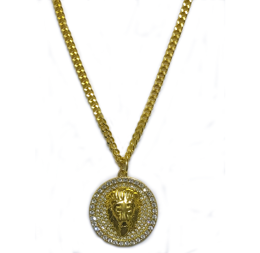 Lion Head Rhinestone Pendant