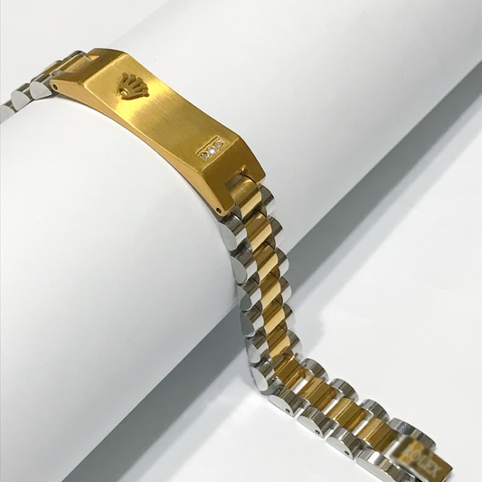 Golden Silver RLX Crown Jubilee Bracelet